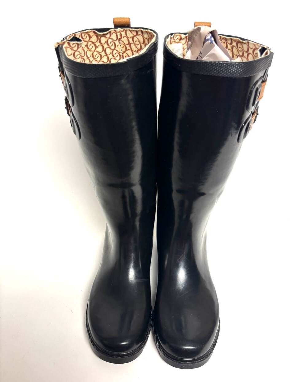 Chooka Rain Boots Size 7 Solid Black Buckle Rubber